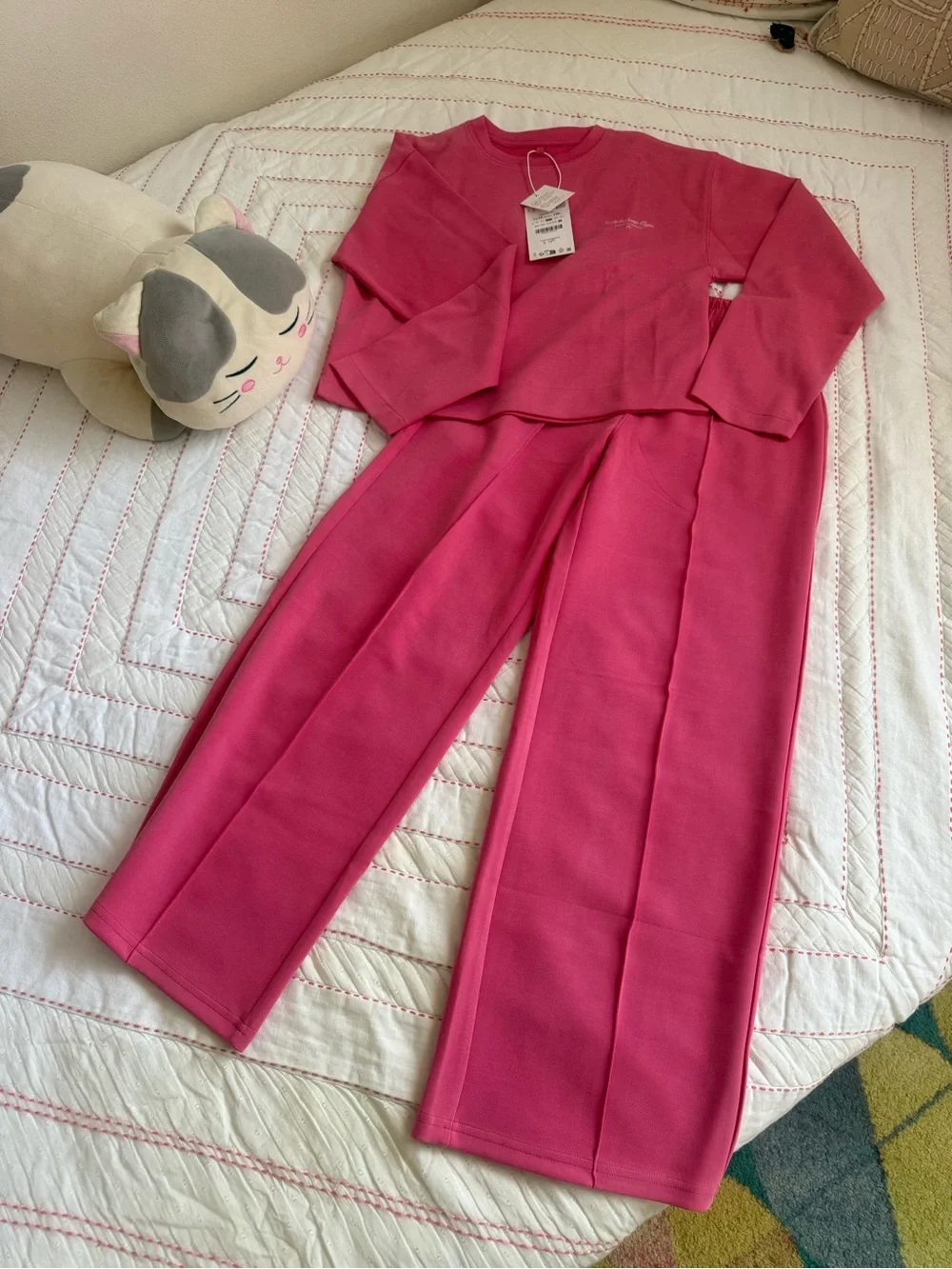 Zara Girls Pink Sweatshirt & Wide Leg Pants Set NWT Sizes 11/12 & 12/13